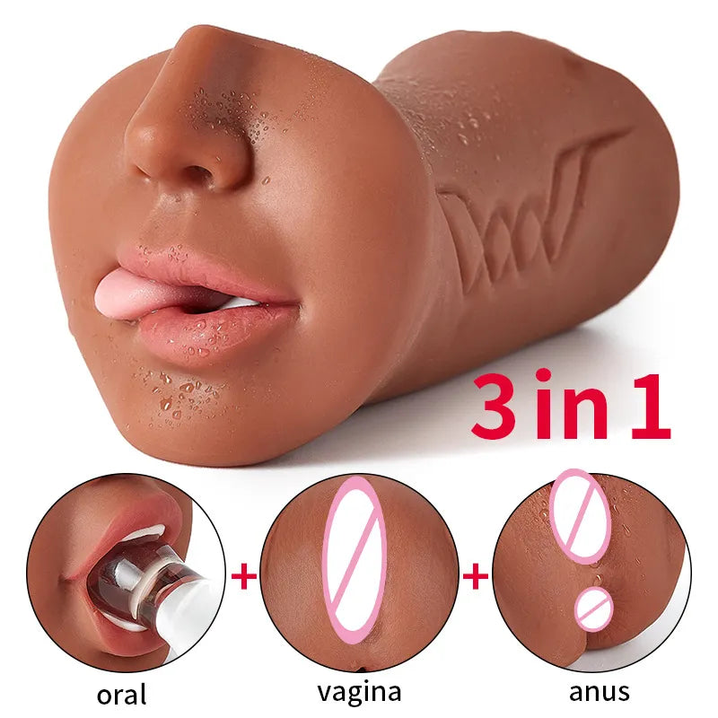 3 IN 1 Vaginal Anus Masturbation Cup Double Head