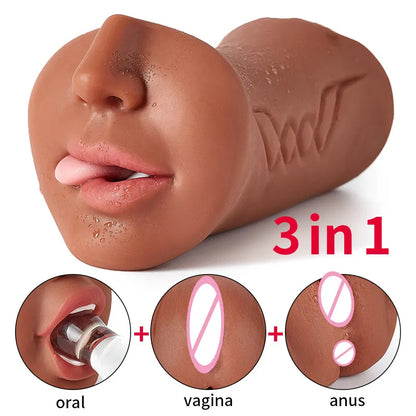 3 IN 1 Vaginal Anus Masturbation Cup Double Head