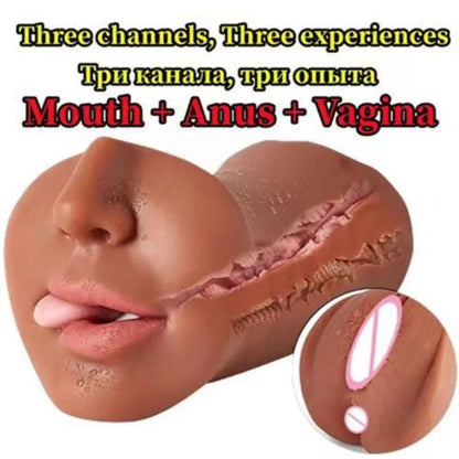 3 IN 1 Vaginal Anus Masturbation Cup Double Head