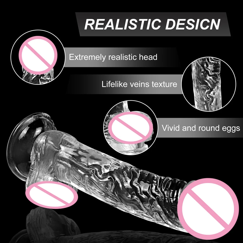 4 Sizes Transparent Dildo